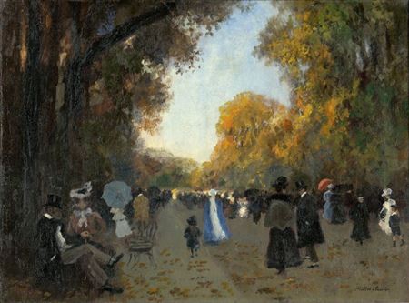 Autumn promenade scene in Berlin Tiergarten