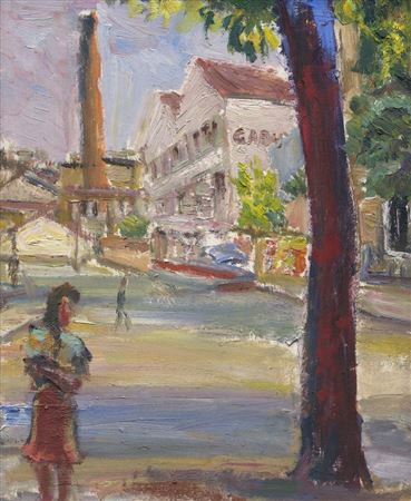 Parisian street scene with chimney