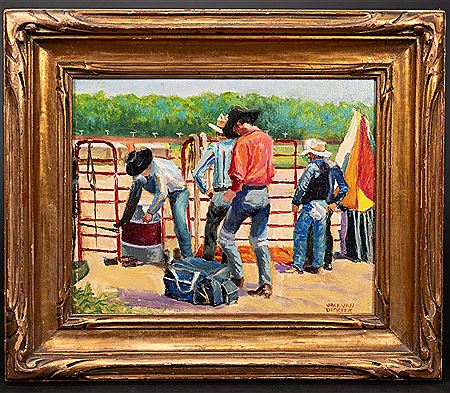 Western Cowboy Bull Fighting Scene