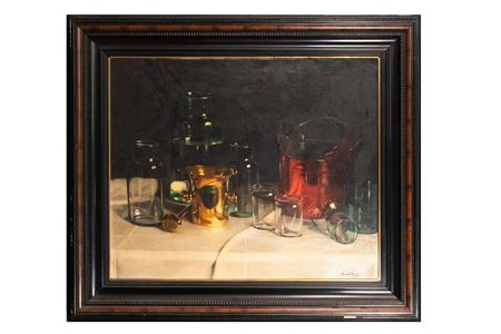 Still Life with Glassware and Copper