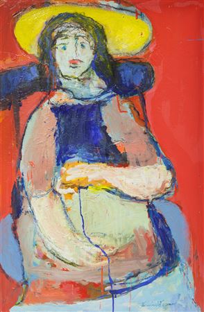 Model on a Blue Chair