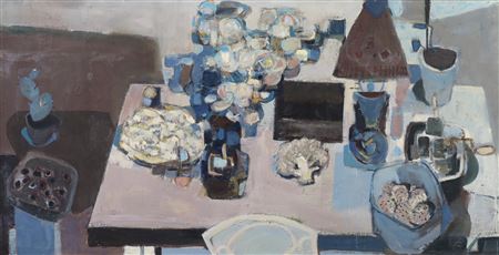 'BLUE STILL LIFE' by Anthony Whishaw - Auction record, sale price, and art valuation. Compare with similar artists and explore comparable artworks.
