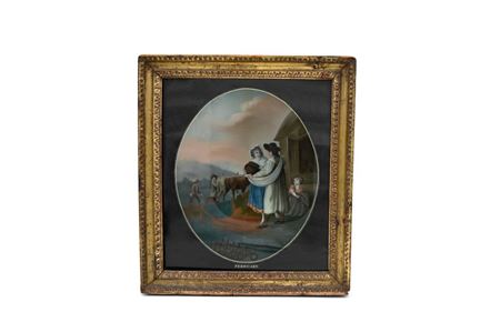 Pair Of Chinese Export Reverse Glass Paintings