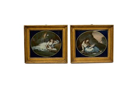 Pair Of Chinese Export Reverse Glass Paintings