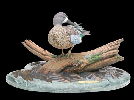 Standing preening bluewing teal drake by Pat Godin - Auction record, sale price, and art valuation. Compare with similar artists and explore comparable artworks.