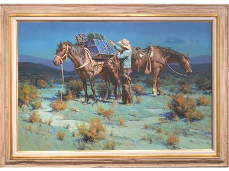 Sample artwork by Harold Lyon (1930 - 2020), known for cowboy-frontier genre painting, illustration - View similar artists and auction records