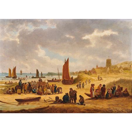 Fisherfolk Gathered on the Beach (Suffolk)