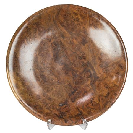 TURNED BLACK WALNUT BURL SHALLOW BOWL