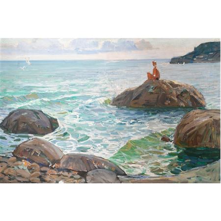 Sitting on an Ocean Rock