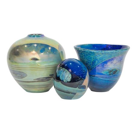 STUDIO ART GLASS VASES (3)
