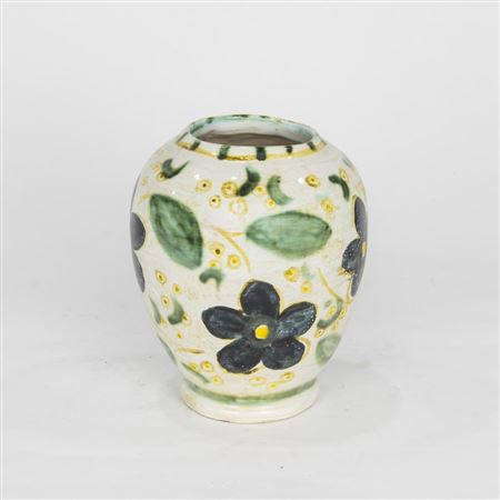 POTTERY VASE PAINTED WITH FLOWERS