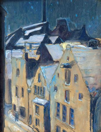 View of the Grosse Strasse with the packing house in the Stephaniviertel in Bremen. 1917