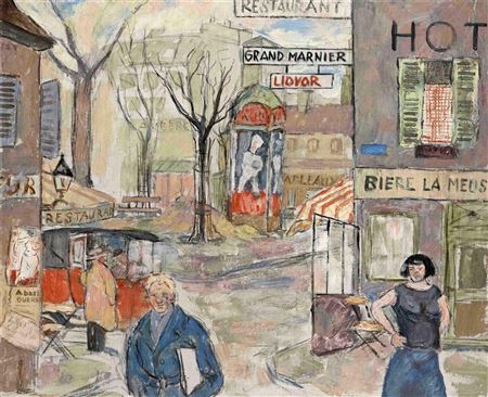 View of a street in Montmartre with passers-by. 1931.