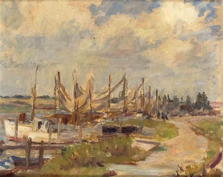 Fishing port in Travemünde. 1950