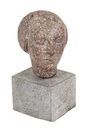 Head of a young woman with closed eyes.