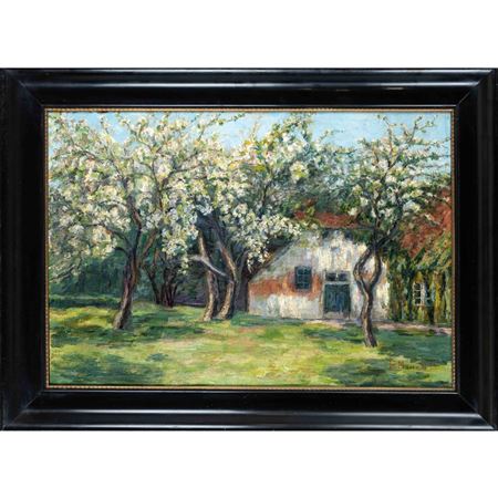 Garden with blossoming fruit trees