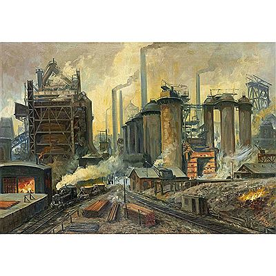 Industrial landscape with railroad