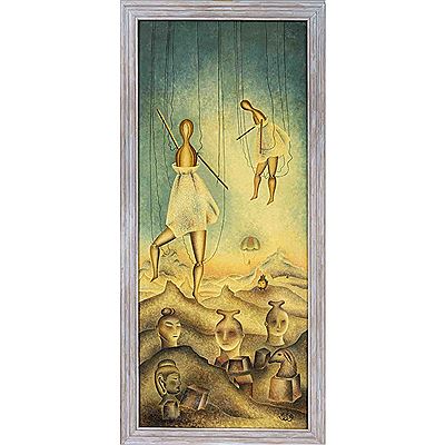 Surreal landscape with marionettes