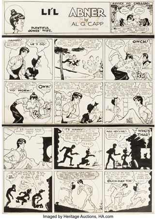 Al Capp Li'l Abner Sunday Comic Strip Original Art dated 9-1-1935 and Al Capp's Li'l Abner Vol-1 Book (United Feature Syndicate, 1935)