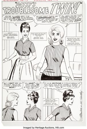 Al Hartley Patsy Walker #109 Complete 9-Page Story "Patsy's Troublesome Twin!" Original Art (Marvel, 1963)