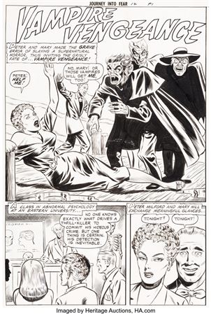 Robert Webb and Iger Studio Journey into Fear #12 Complete 7-Page Story "Vampire Vengeance" Original Art (Superior, 1953)