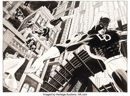 Tim Sale Daredevil: Yellow #1 Double Splash Page 2-3 Original Art (Marvel, 2001)