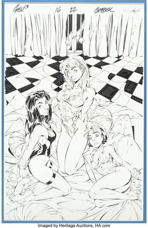 J. Scott Campbell and Alex Garner Gen 13 #16 Splash Page 22 Original Art (Image, 1997) by J Scott Campbell - Auction record, sale price, and art valuation. Compare with similar artists and explore comparable artworks.