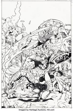 Tom Grummett and George Pérez New Titans #58 Cover Original Art (DC, 1989)