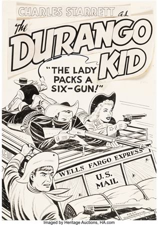 Fred Guardineer Charles Starrett as the Durango Kid #14 Cover Original Art (Magazine Enterprises, 1954)