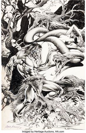 Rudy Nebres The Savage Sword of Conan #127 Back Cover Pin-Up Original Art (Marvel, 1986)