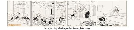 Al Taliaferro (as Walt Disney)Donald Duck Daily Comic Strip Original Art dated 12-2-38 (Walt Disney Enterprises, 1938).