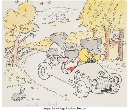 Family Drive, Meet Babar and His Family interior book illustration