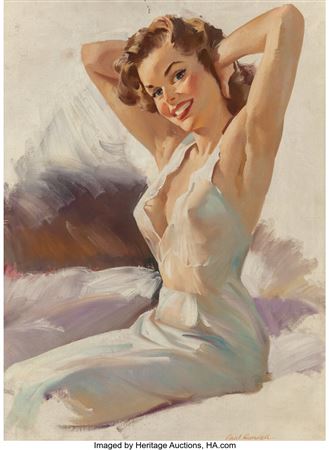 Smiling Woman in Negligee