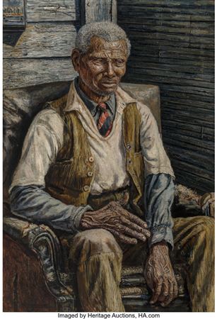 Sample artwork by Emerson Burkhart (1905 - 1969), known for modernist town-landscape and figure painting, social realism - View similar artists and auction records
