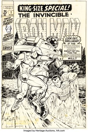 Marie Severin and Bill Everett Iron Man Special #1 Cover Original Art (Marvel, 1970)