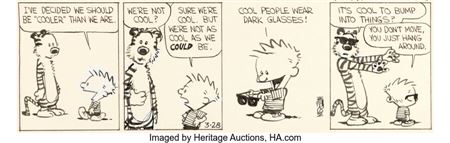 Bill Watterson Calvin and Hobbes Daily Comic Strip Original Art dated 3-28-86 (United Press Syndicate, 1986)