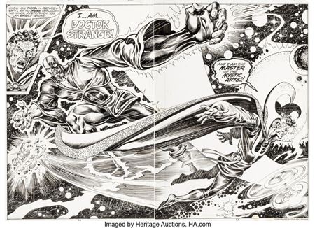 Tom Sutton and Ernie Chan Doctor Strange #28 Double Page Spread 10-11 Original Art (Marvel, 1978)