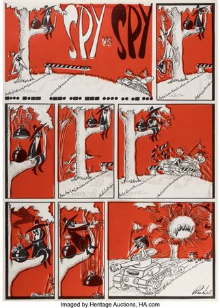Antonio Prohias MAD #124 "Spy vs. Spy" Complete 1-Page Story Original Art (EC, 1969)