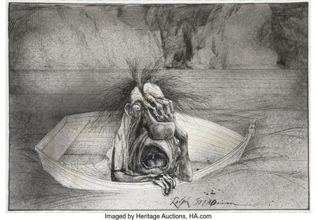 Ralph Steadman Richard Nixon's Sinking Ship of State Original Art (1974)