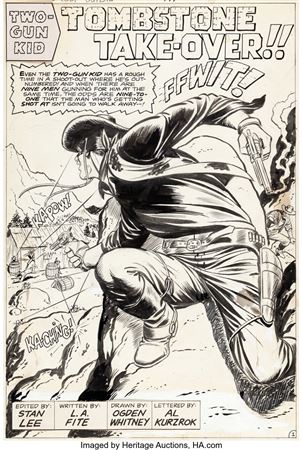 Ogden Whitney Kid Colt Outlaw #141 Two-Gun Kid Splash Page 1 Original Art (Marvel, 1969)