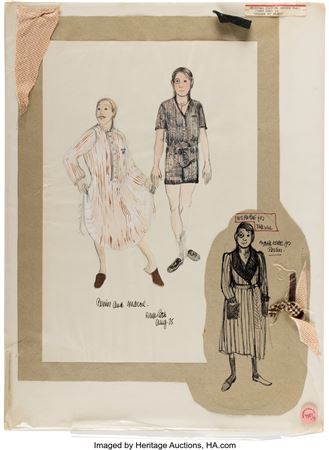 Collaged Sketches for James Cromwell and James Coco in Murder by Death (1976).