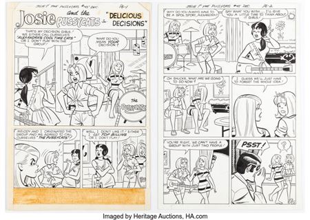 Josie and the Pussycats #45 Complete 6-Page Story "Decisions Decisions" First Pussycats Original Art (Archie, 1969)