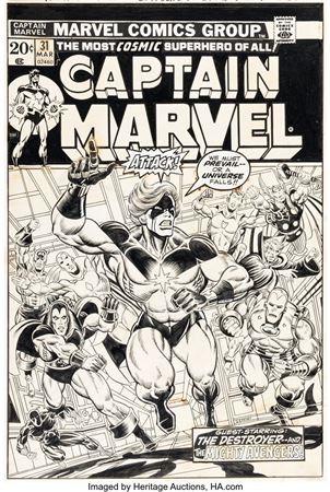 Captain Marvel #31 Cover Original Art (Marvel, 1974)
