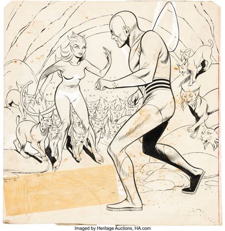 John Giunta Adventures of the Fly #9 Cover Original Art (Archie, 1960)