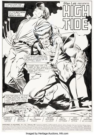 Mark Bright and Al Williamson Spider-Man vs. Wolverine #1 Splash Page 1 Original Art (Marvel, 1987)