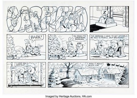 Sample artwork by Jim Davis (Born 1945), known for cartoons (garfield) - View similar artists and auction records