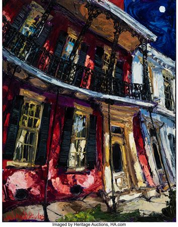 Sample artwork by James Michalopoulos (Born 1951), known for high-color city scenes painting, sculpture, architecture,  jazz posters - View similar artists and auction records