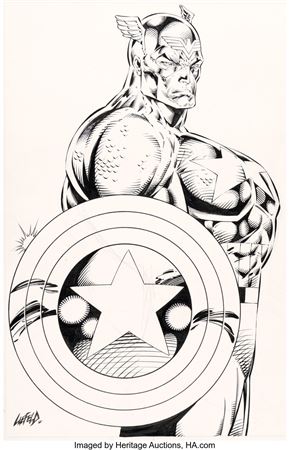Rob Liefeld - Captain America "Heroes Reborn" Promotional Illustration Original Art (c. 1996)