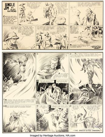 Alex Raymond Flash Gordon and Jungle Jim Sunday Comic Strips Original Art Group of 2 (King Features Syndicate, 1935)