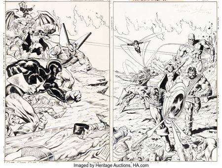 Mark Texeira The Official Marvel Index to the Avengers #2 Wraparound Cover Original Art (Marvel, 1987)